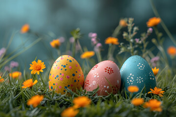Obraz na płótnie Canvas Easter eggs, holiday and tradition