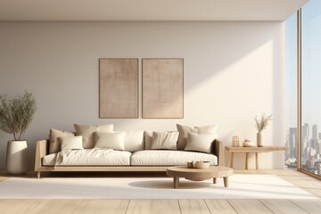 Fototapeta na wymiar Modern living room interior with sofa and coffee table