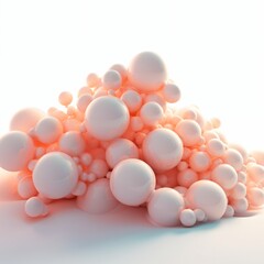 3D rendering of a pile of pink spheres