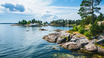 Fotobehang Archipelago on the Baltic Sea coast in Sweden. Generative Ai © Witri