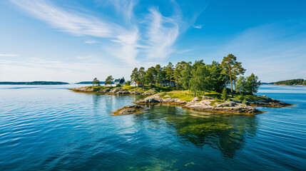 Archipelago on the Baltic Sea coast in Sweden. Generative Ai - obrazy, fototapety, plakaty