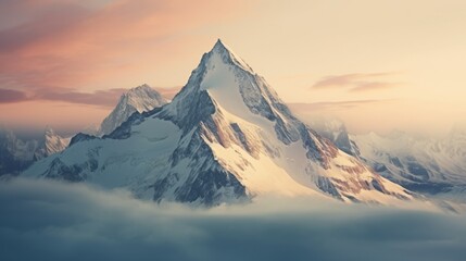 Beautiful view of the snow-capped mountains. The mountain landscape and the surrounding natural environment