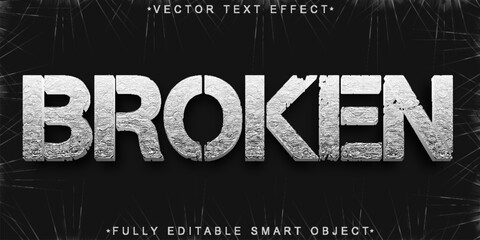 Gray Worn Broken Vector Fully Editable Smart Object Text Effect - obrazy, fototapety, plakaty