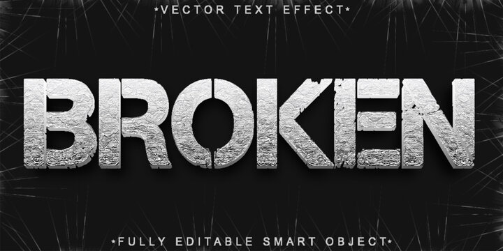 Gray Worn Broken Vector Fully Editable Smart Object Text Effect
