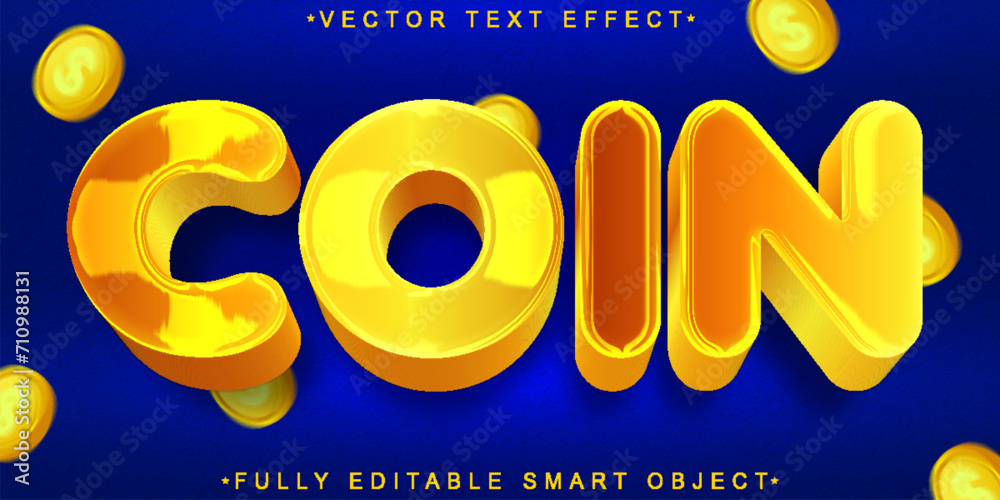 Poster colden coin vector fully editable smart object text effect