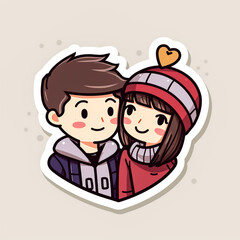 Illustration of cartoon couple in valentine's day