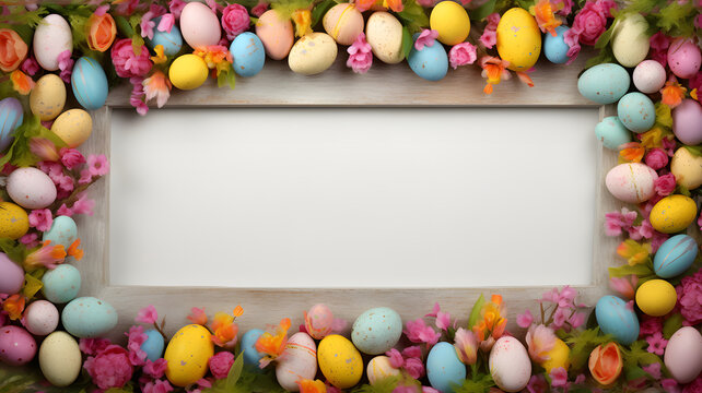 Beautiful Easter frame with white background