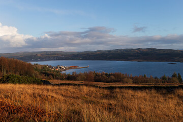 A Scottish landscape with a loch in the Scottish Highlands 
on a winters day 
