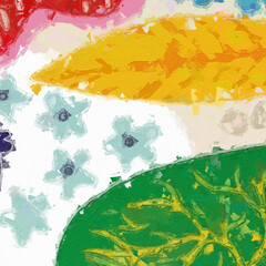 Oil paintings and various flowers, insects, Paisley geometric butterflies, chrysanthemums,...
