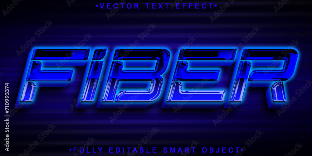 Poster blue fiber tech vector fully editable smart object text effect