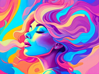 woman with hair color art generative AI