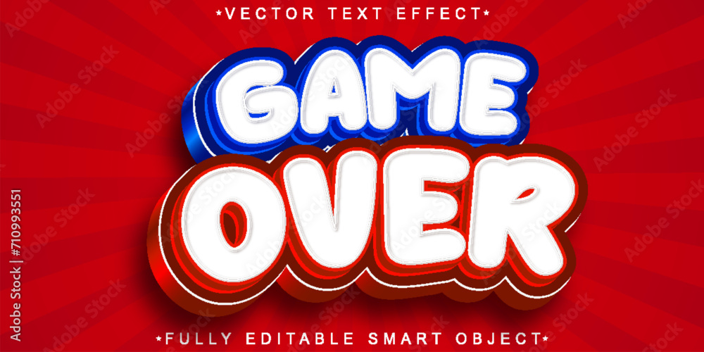 Poster cartoon game over vector fully editable smart object text effect