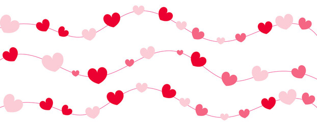 Red Hearts Border. Valentine’s day Background.