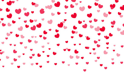 Red Hearts Falling. Valentine’s day Background.