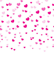 Pink Hearts Falling. Valentine’s day Background.