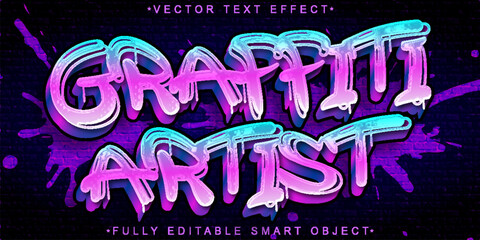 Colorful Graffiti Artist Vector Fully Editable Smart Object Text Effect - obrazy, fototapety, plakaty