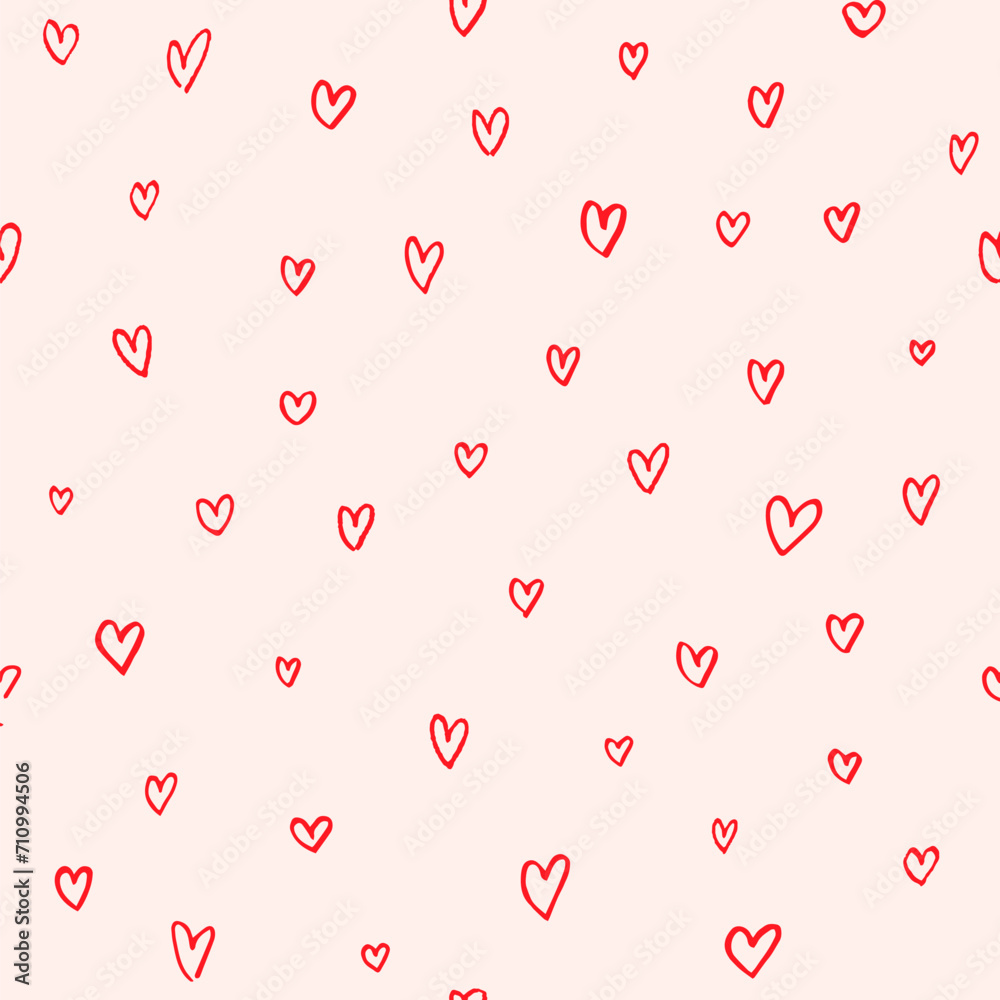 Poster doodle hearts pattern. modern sketch backdrop. seamless vector illustration