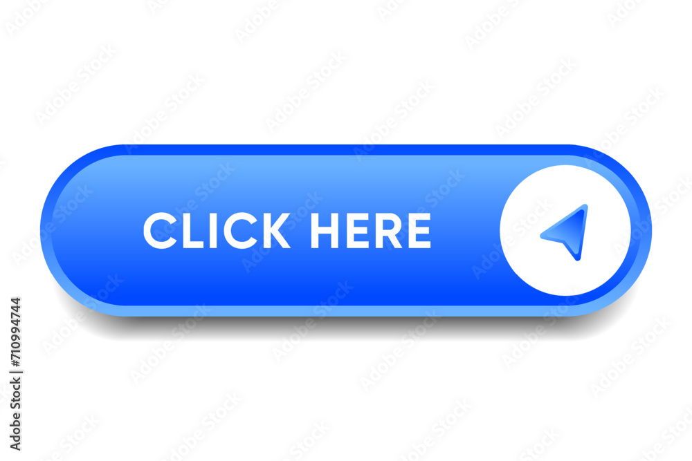 Fototapete Click here web buttons with hand cursor. Set of action button with arrow pointer. Click button. Modern action button mouse click symbol. Computer mouse click cursor or Hand pointer symbol.