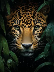 Tableau sur toile Animaux a rainforest scene reflected in a jaguar's eyes, in the style of photorealism, environmental themes created with Generative Ai  © Andrii Yablonskyi