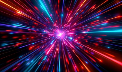 Generative AI image of starburst background with colored lights