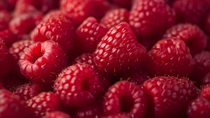 Top view of close up fresh organic raspberries