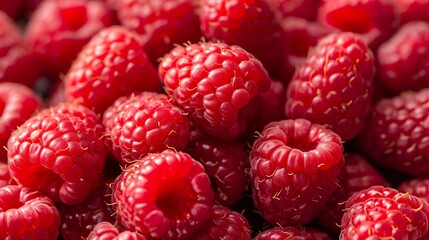 Top view of close up fresh organic raspberries