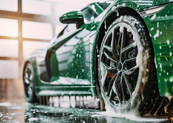 Carwash detailing, polishing and cleaning in automotive service maintenance station