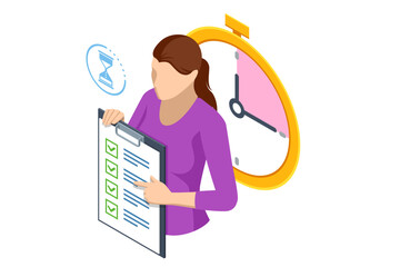 Isometric Reminder Concept. Business planning ,events, reminder and timetable
