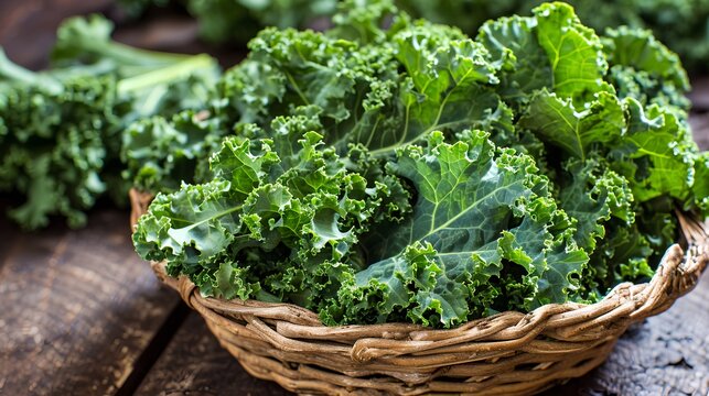 Fresh cabbage kale in a basket 