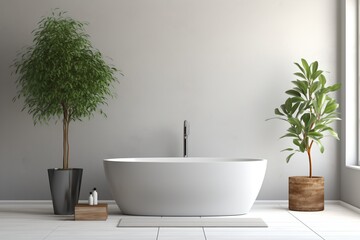 Bathtub in a Bright Modern Bathroom