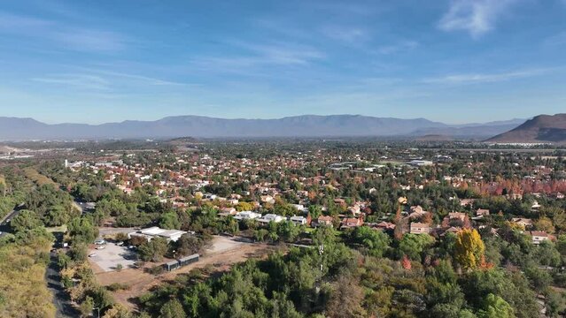 aerial drone shot of Laguna Piedra Roja located in Chicureo, Santiago de Chile