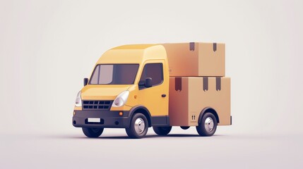 3d Vector Delivery Van with Box cargo, Delivery and online shopping concept