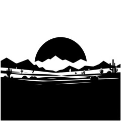Fototapeta na wymiar Desert Landscape Vector Logo Art
