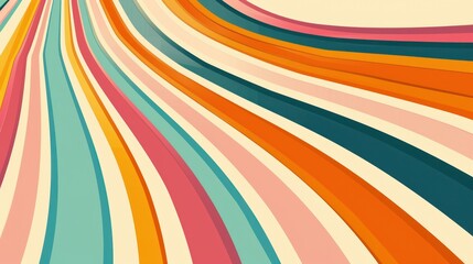 70s retro perspective lines background. Vintage colorful stripes banner, backdrop and wallpaper vector
