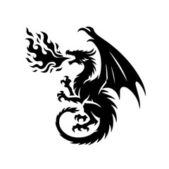 Fire breathing Dragon Vector Logo Art