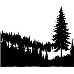 Forest Landscape Vector Logo Art