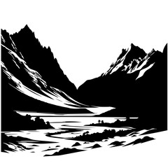 Glacial Valley Landscape Vector Logo Art