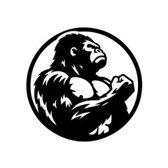 Gorilla Beating Chest Vector Logo Art
