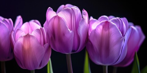 A beautiful arrangement of purple tulips in a vase. Perfect for home decor or floral-themed designs - obrazy, fototapety, plakaty