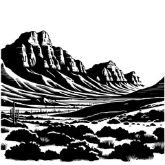 Karoo Formation Landscape Vector Logo Art
