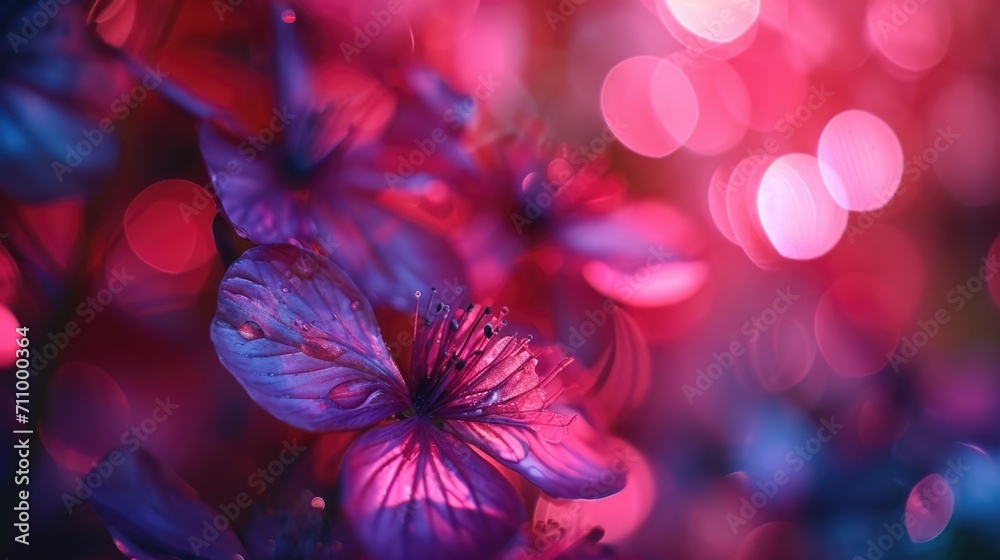 Aufkleber A close-up view of a flower with beautiful blurry lights in the background. This image can be used to add a touch of elegance and beauty to various projects