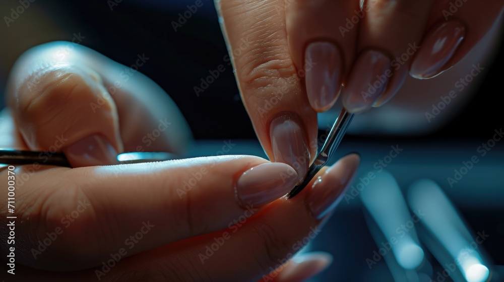 Aufkleber Close up of a person using a pair of scissors. Ideal for various projects and crafts