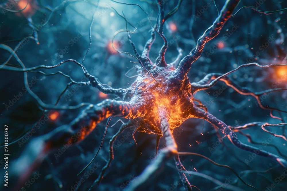Aufkleber a detailed close up view of a neuron cell. this image can be used in educational materials or scient