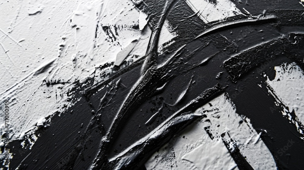 Poster A detailed close-up of a black and white painting. This versatile image can be used for various artistic concepts and design projects