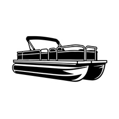 Pontoon Boat Vector Logo Art - obrazy, fototapety, plakaty