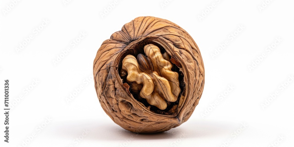 Aufkleber a walnut nut nestled inside a walnut shell. perfect for food and nutrition-related projects