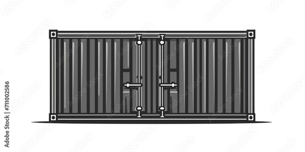 Poster A black and white drawing of a container. Suitable for various design projects