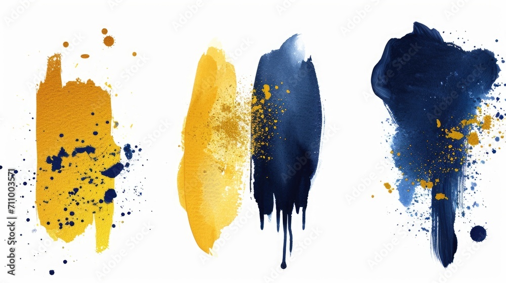 Poster Four different colors of paint on a white background. Versatile image for various design projects