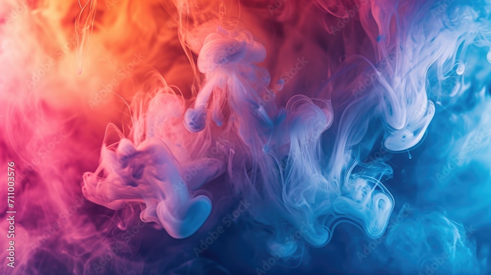 Poster close-up view of vibrant colored smoke against a black background. versatile image suitable for a va