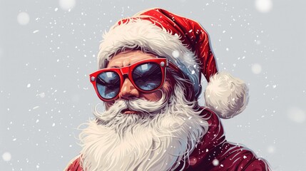 A man is pictured wearing sunglasses and a Santa hat. This image can be used for holiday-themed designs or to promote Christmas events